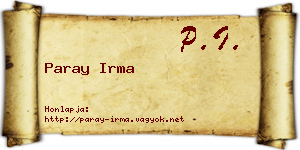 Paray Irma névjegykártya